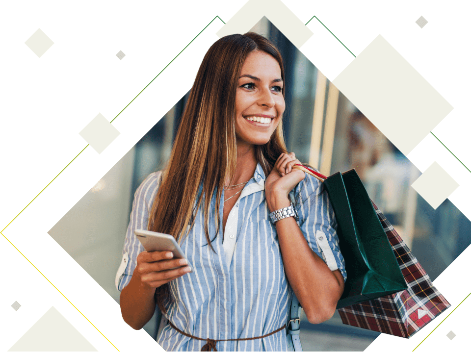 woman smiling after shopping